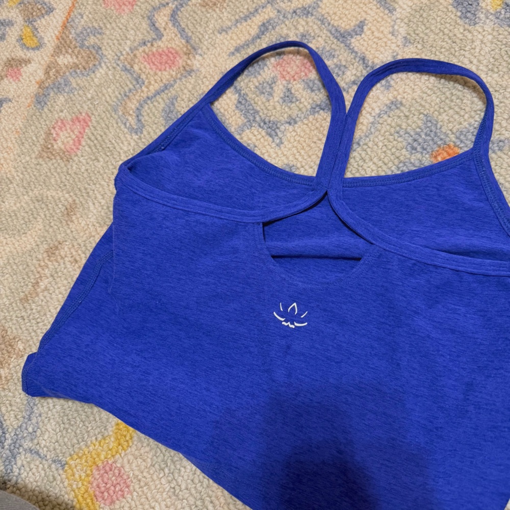 Spacedye Slim Racerback Cropped Tank Blue - Picture 3 of 4